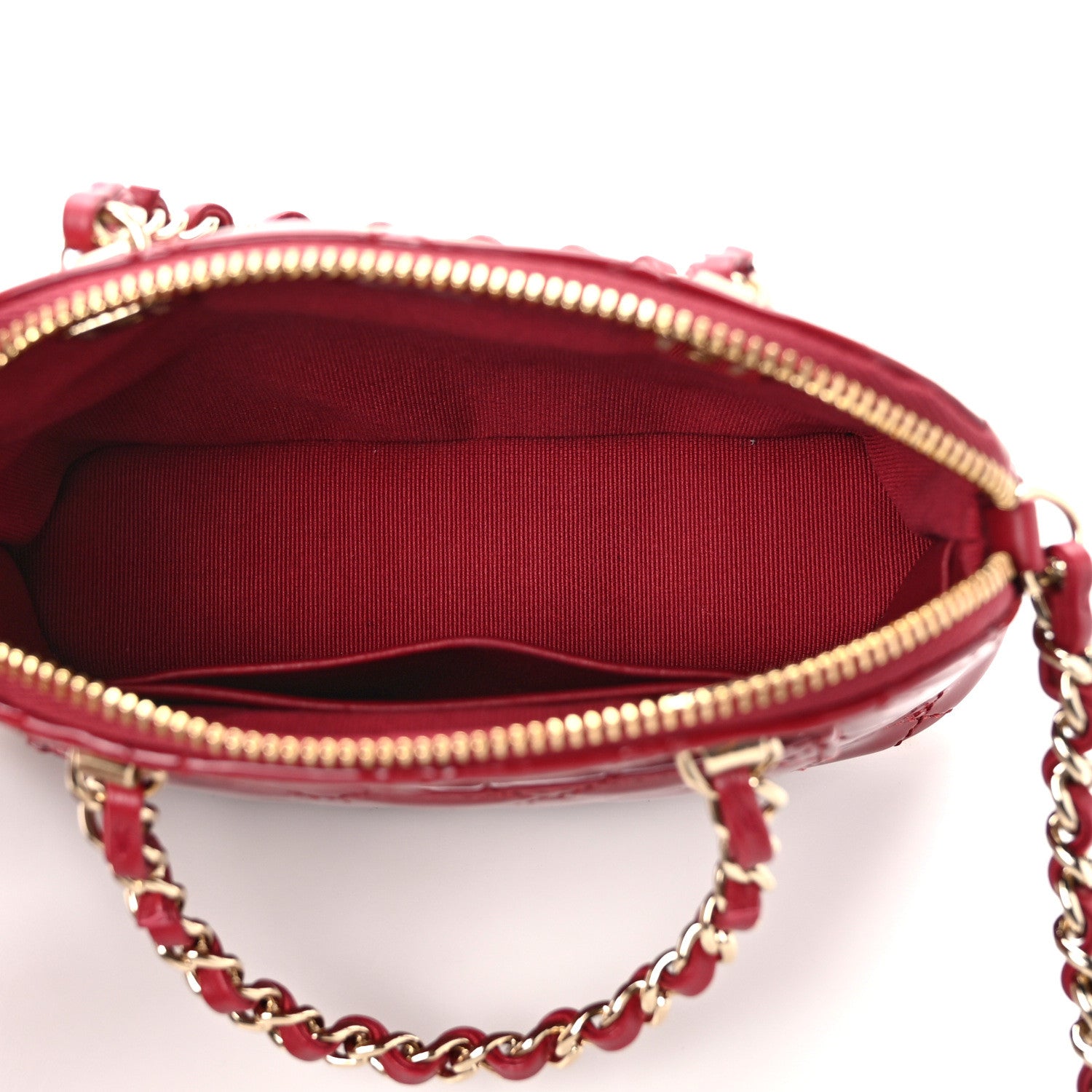 Chanel Patent Calfskin Quilted Shiny Coco Clutch With Chain Red 6 of 12