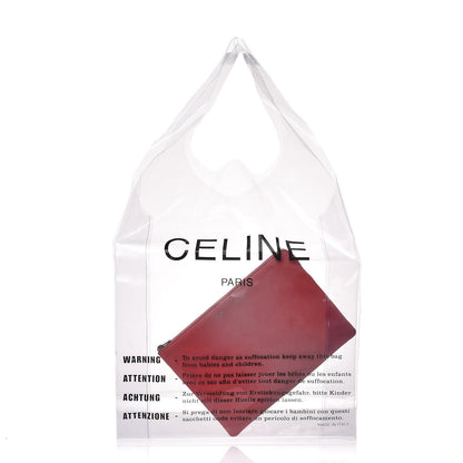 Celine Plastic Bag with Cloudy Lambskin Solo Zip Pouch Clutch Pink 1 of 8