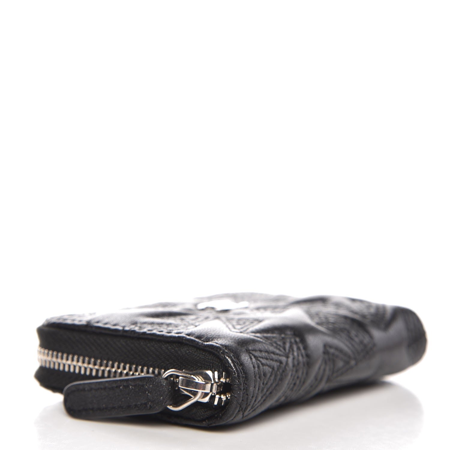 Chanel Lambskin Star Embossed Coin Purse Case Black 4 of 8