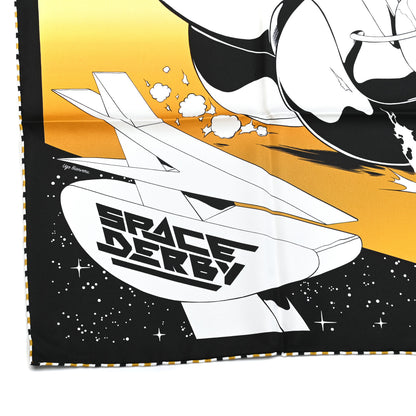 Hermes Silk Space Derby Scarf 90 Black White Gold 5 of 6