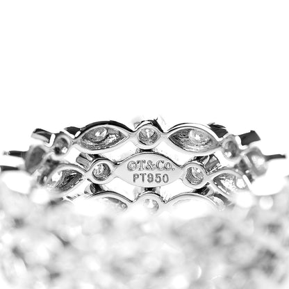 Tiffany Platinum Diamond Jazz Three Row Ring 50 5.25 3 of 3