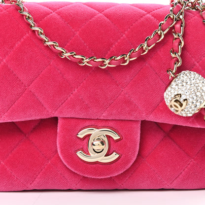 Chanel Velvet Quilted Mini Square Pearl Crush Flap Fuchsia 8 of 13