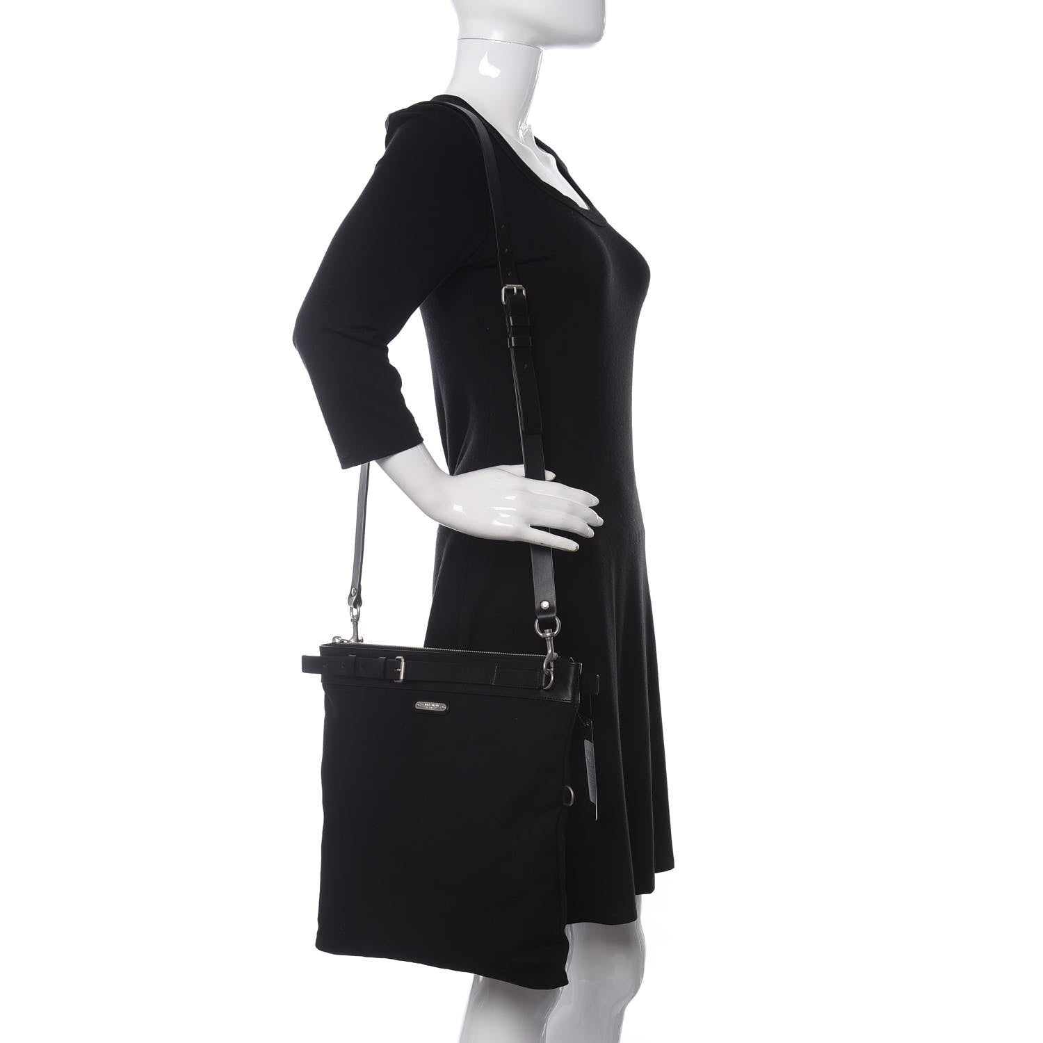 Saint Laurent Canvas Calfskin Belted Flat Messenger Bag Black 2 of 11