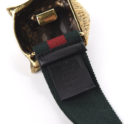 Gucci Web Feline Buckle Belt 80 32 Green Red 3 of 7