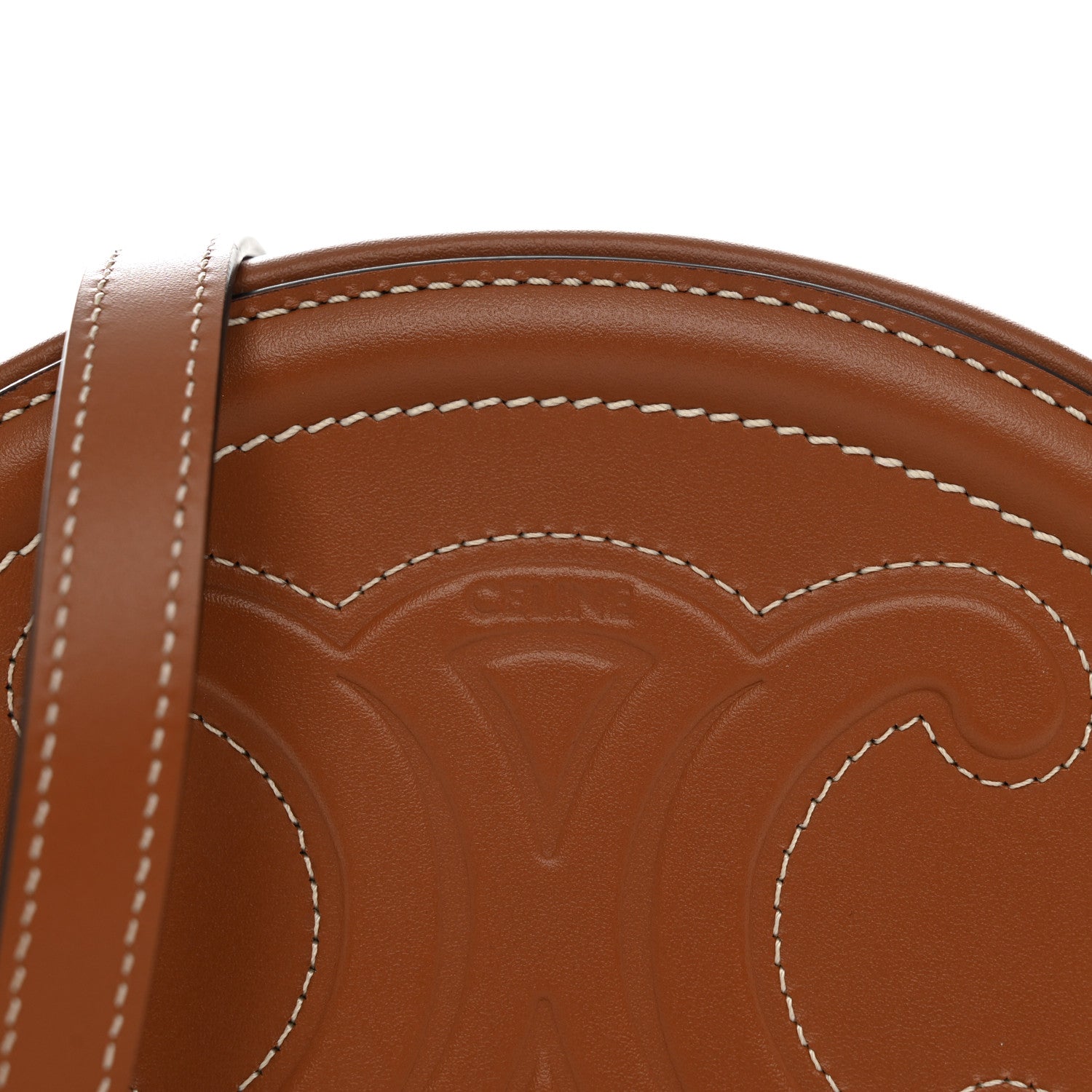 Celine Smooth Calfskin Cuir Small Triomphe Oval Crossbody Purse Tan 8 of 11