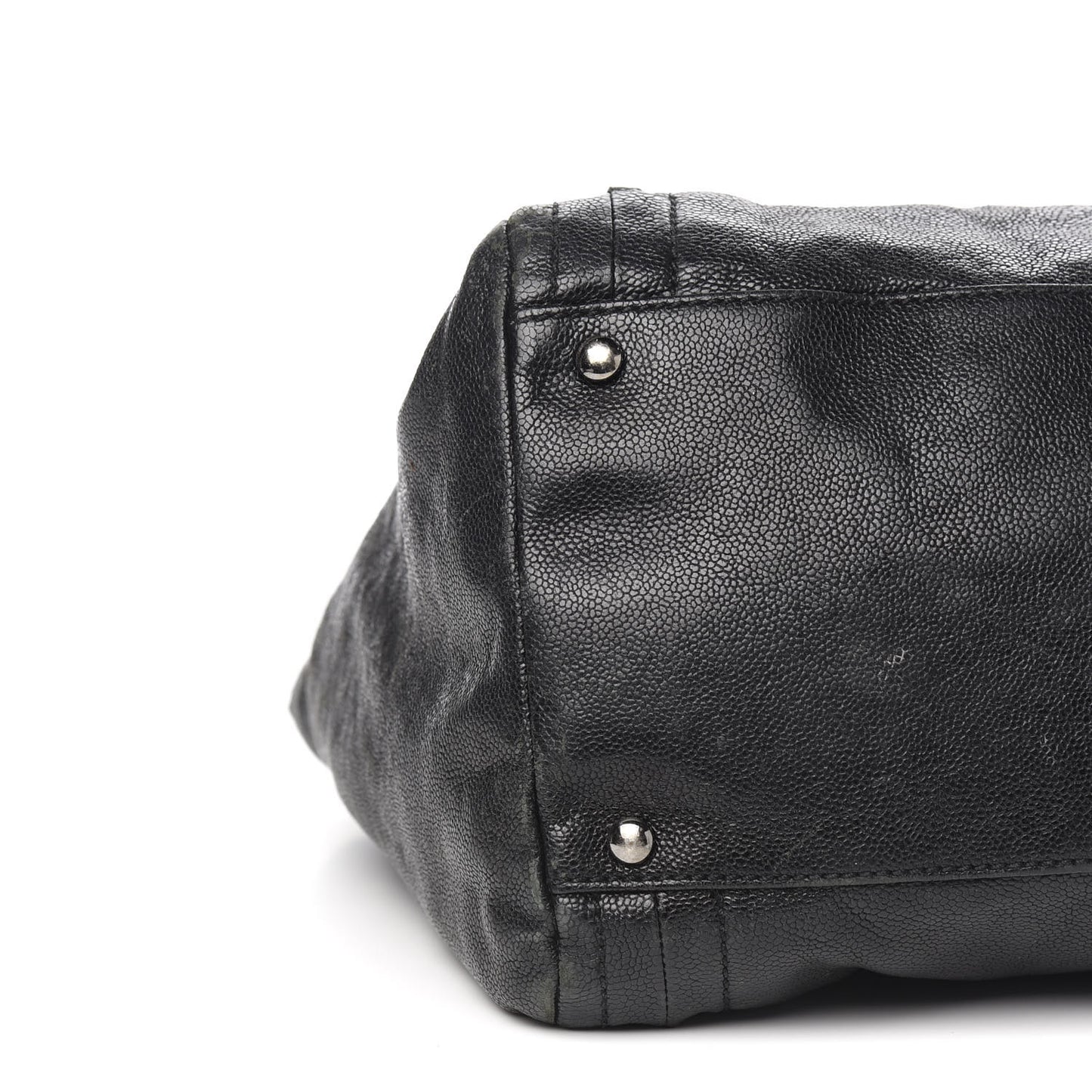 Glazed Caviar East West Modern Chain Tote Black