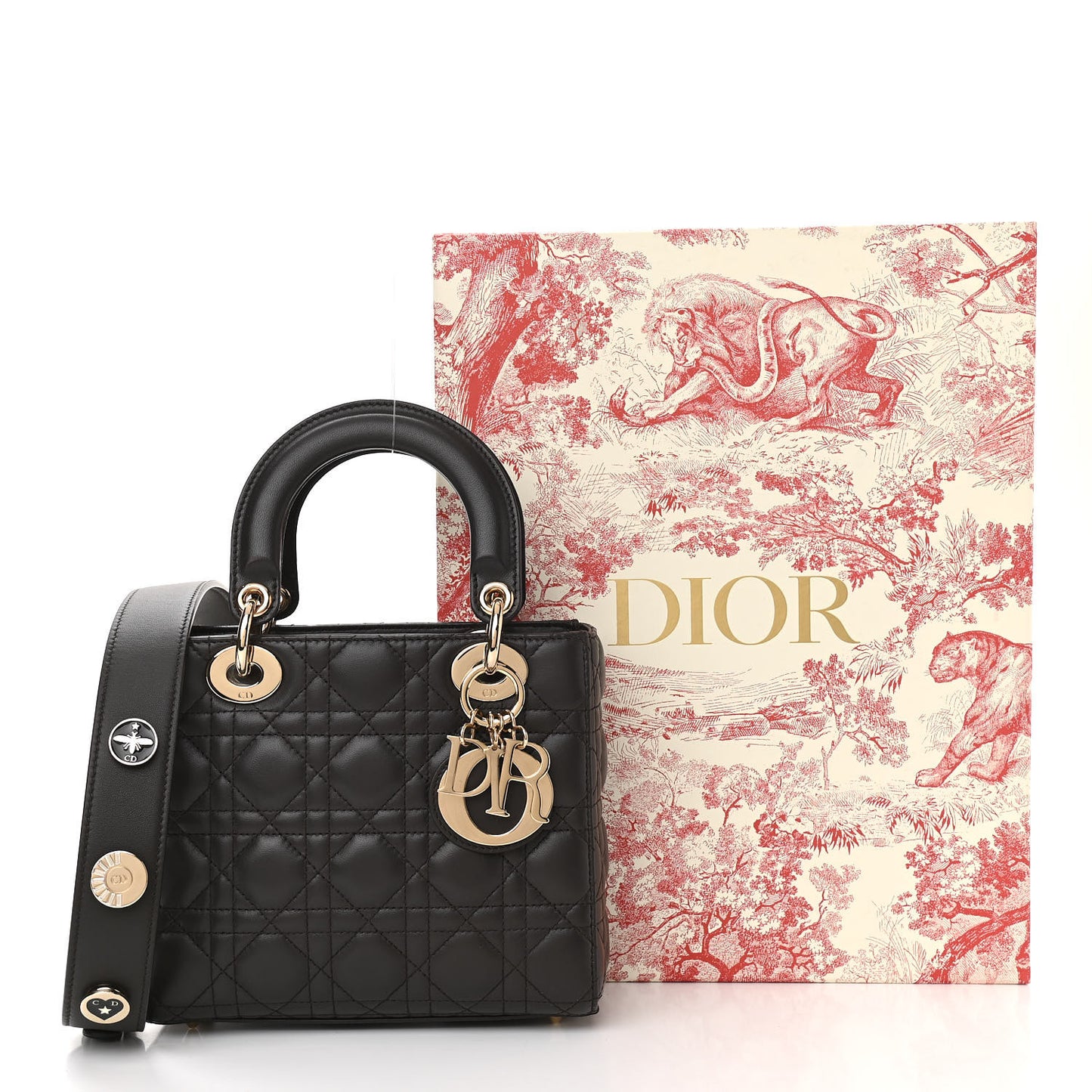 Lambskin Cannage Small Lucky Badges My Lady Dior Dark Grey