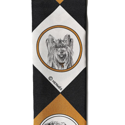 Hermes Silk Colliers et Chiens Twilly Black Gold White 4 of 4