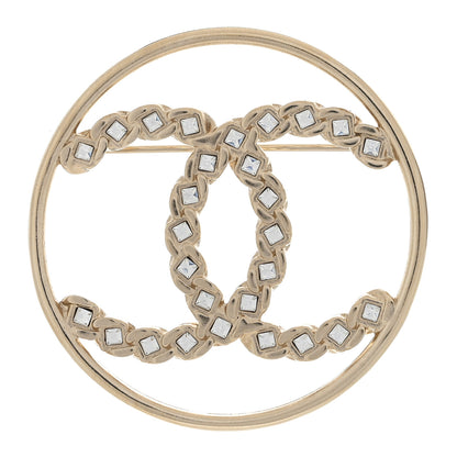 Chanel Crystal Round CC Brooch Gold 1 of 3