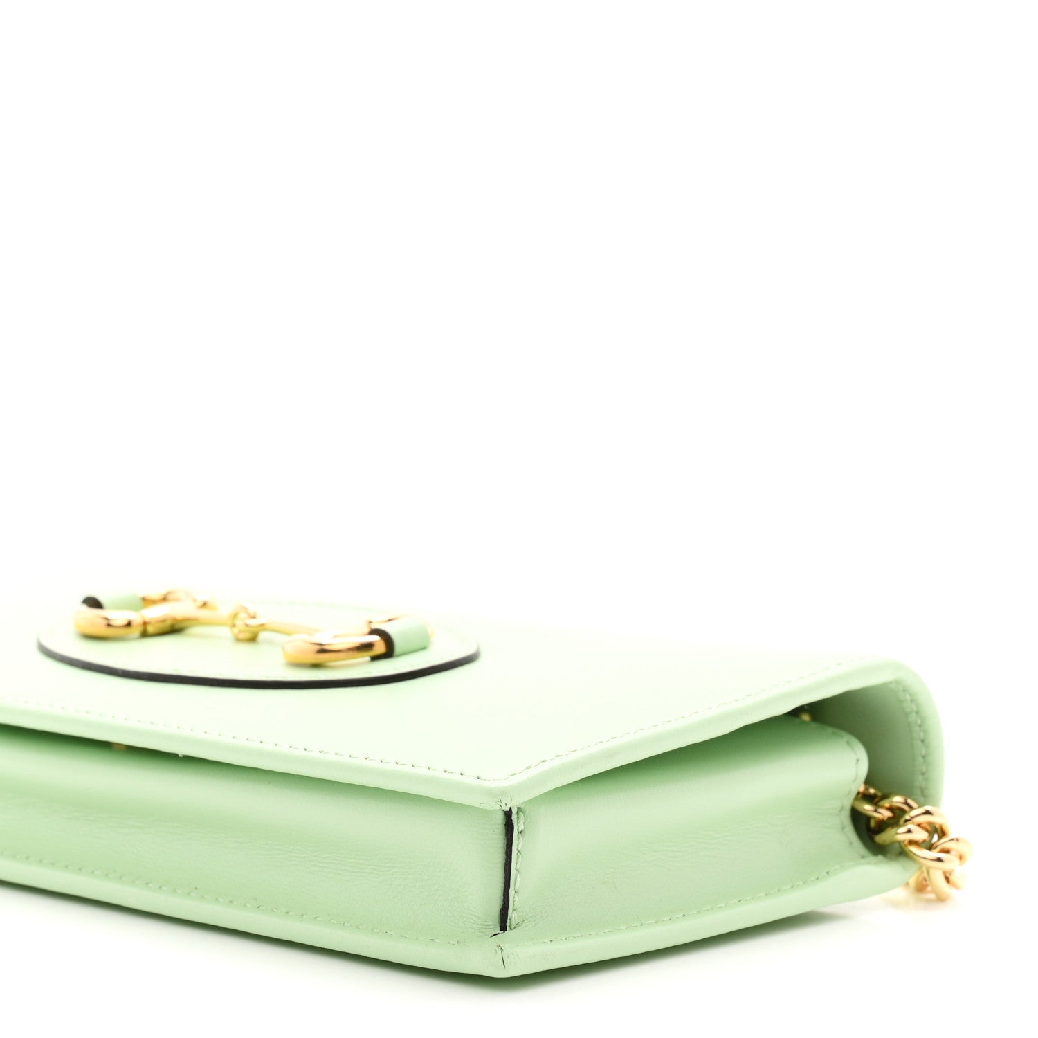 Gucci Boarded Plutone Calfskin Horsebit 1955 Wallet On Chain Green 10 of 11