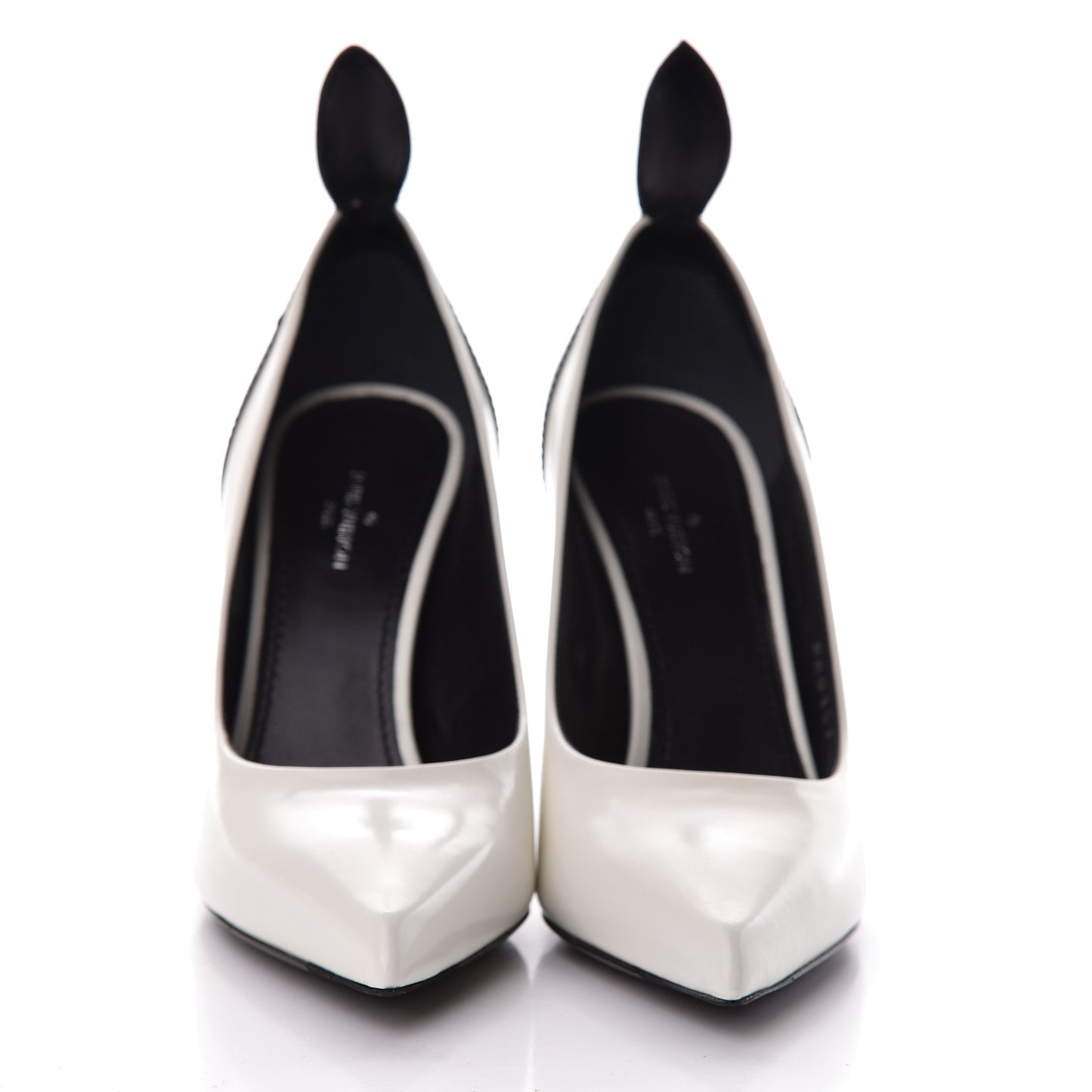 Calfskin Crocodile Embossed Matchmake Pumps 35 Black White