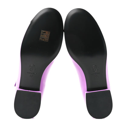 Chanel Calfskin Cap Toe T Strap CC Flats 38 Purple Black 5 of 9