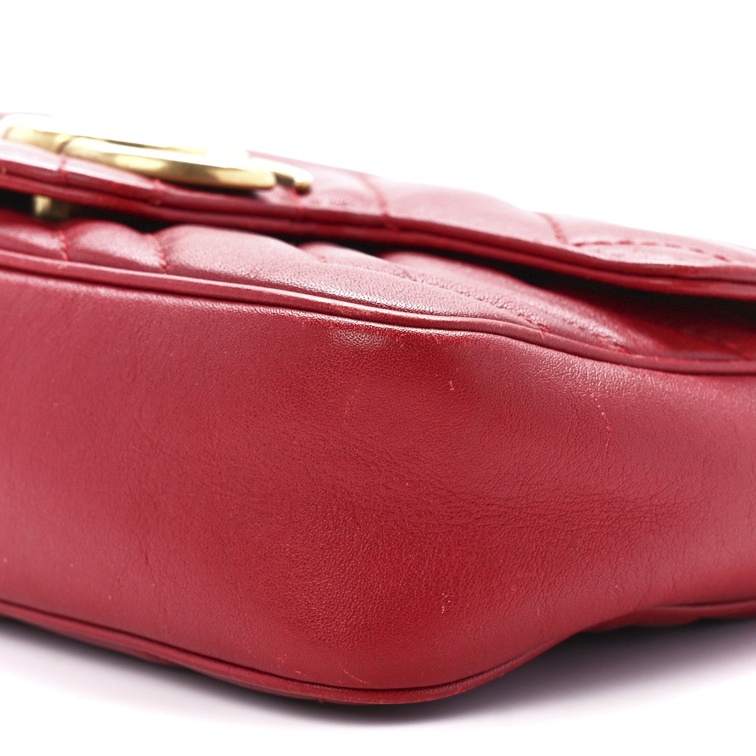 Gucci Calfskin Matelasse Super Mini GG Marmont Shoulder Bag Hibiscus Red 11 of 11