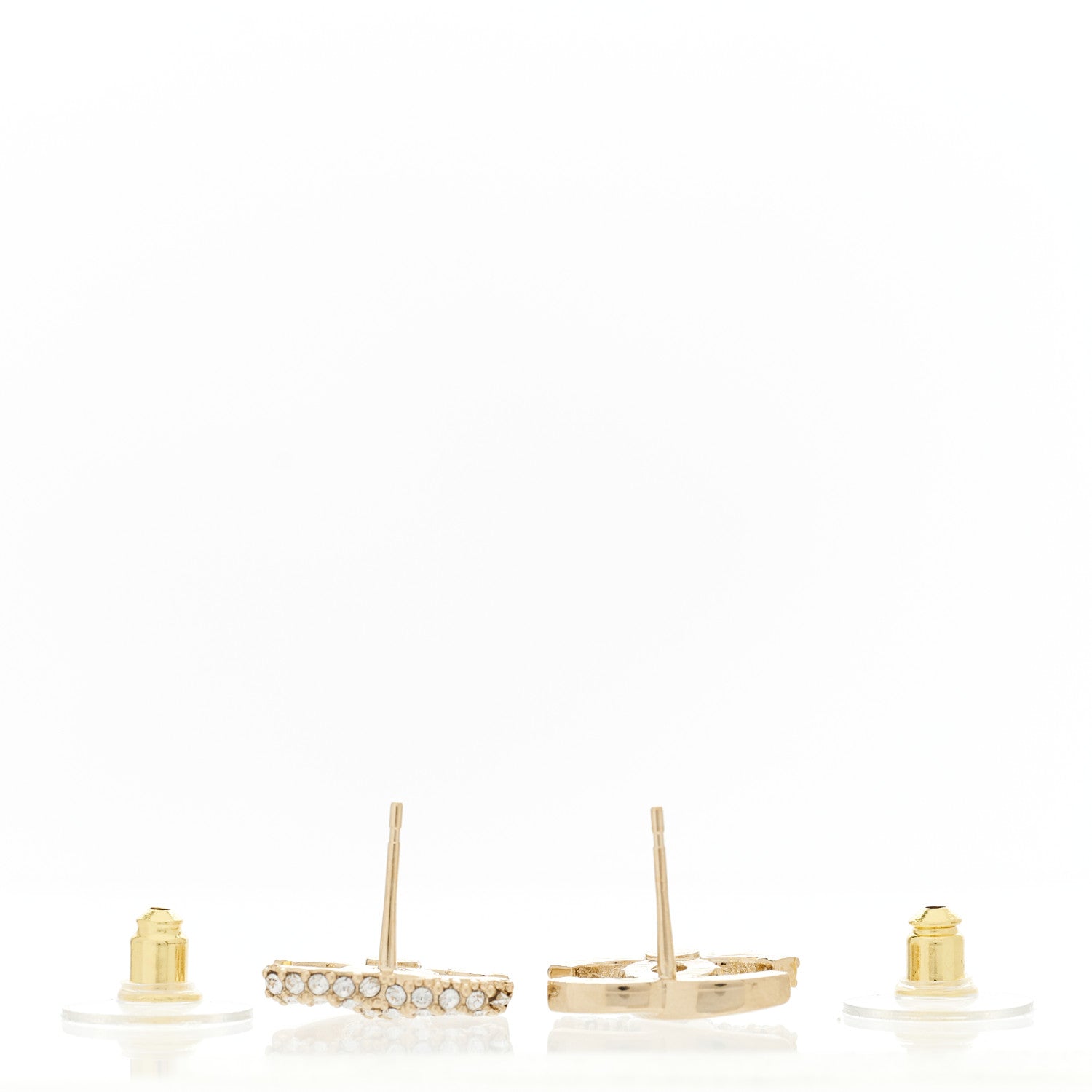 Chanel Crystal Metal CC Earrings Gold 4 of 5