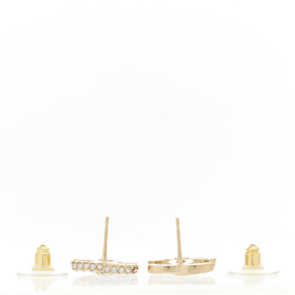 Chanel Crystal Metal CC Earrings Gold 4 of 5