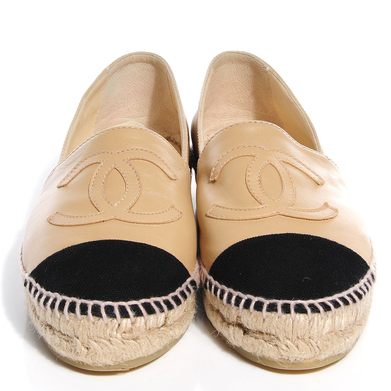 Chanel Lambskin CC Espadrilles Beige Black 36 2 of 8