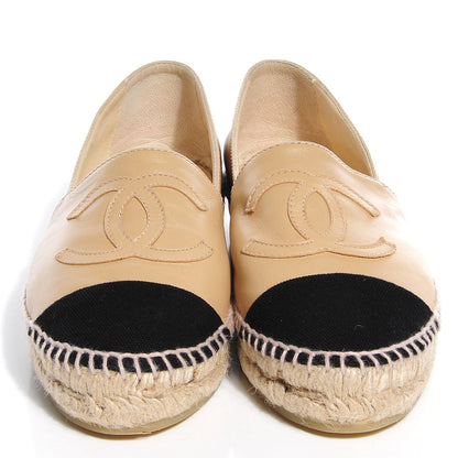 Chanel Lambskin CC Espadrilles Beige Black 36 2 of 8
