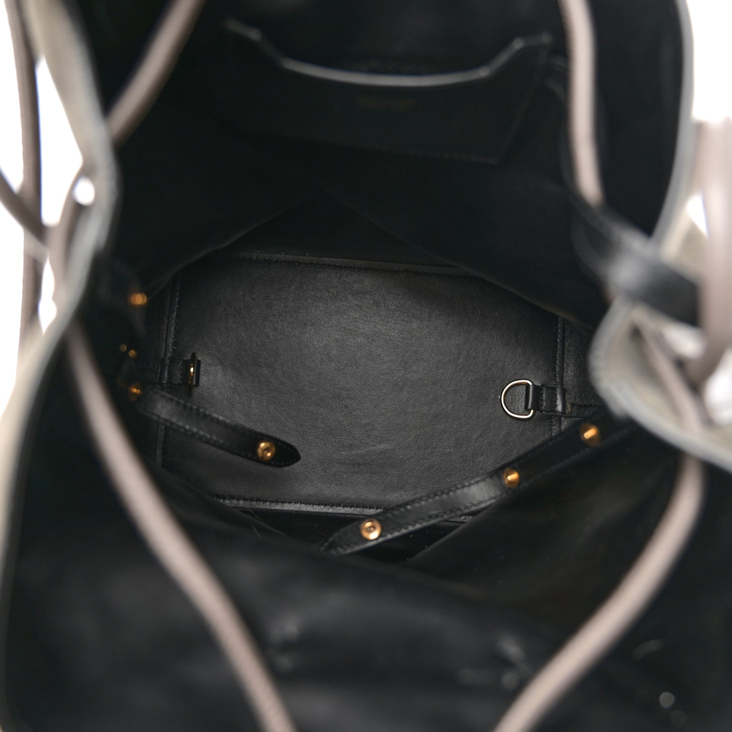 Suede Medium Double Tassel Bucket Bag Graphite