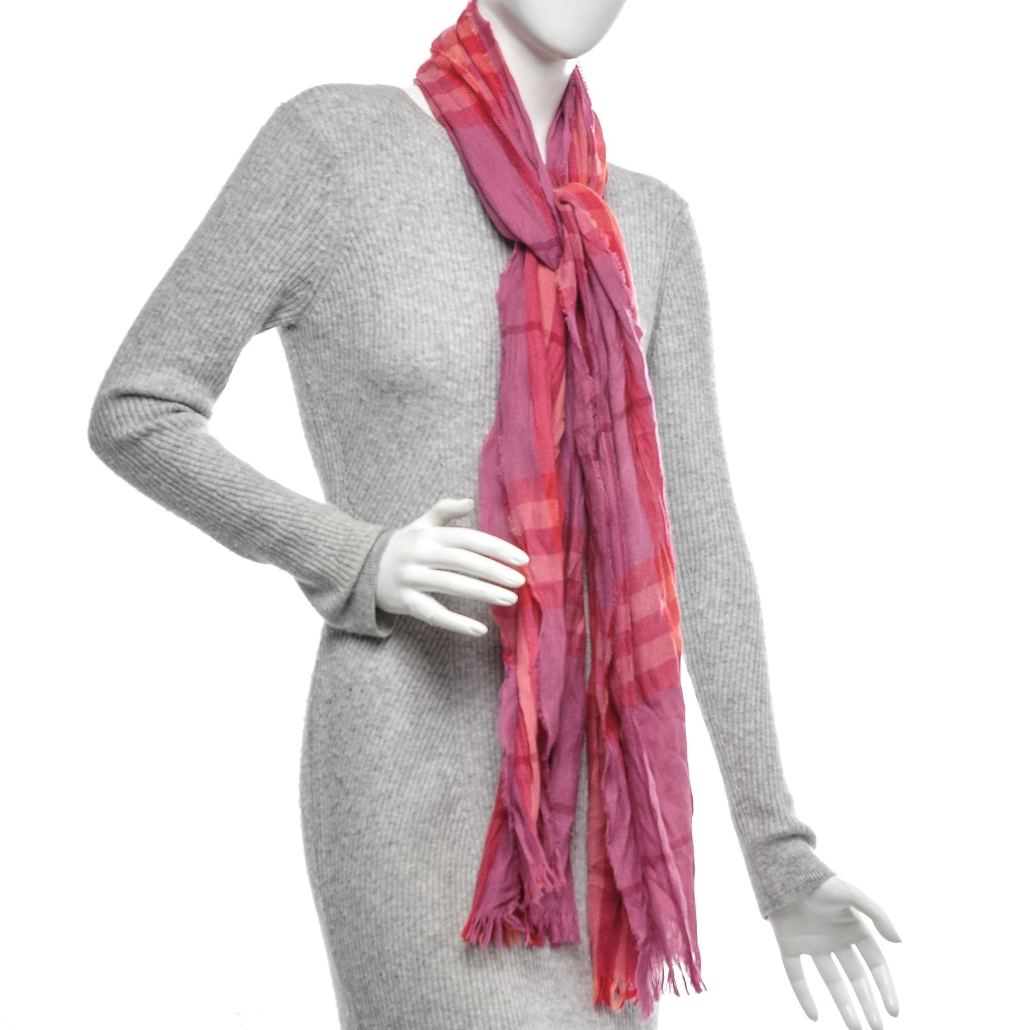 Burberry Modal Cashmere Silk Brit Sheer Mega Check Scarf Pink 2 of 4