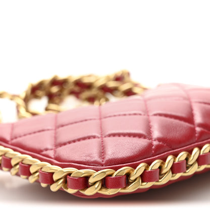 Chanel Shiny Lambskin Quilted Trendy Chain Around Hobo Red 9 of 10