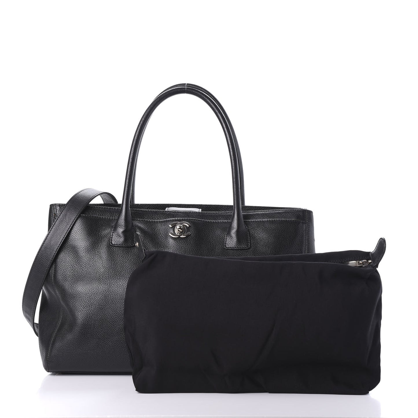 Calfskin Cerf Executive Shopper Tote Black