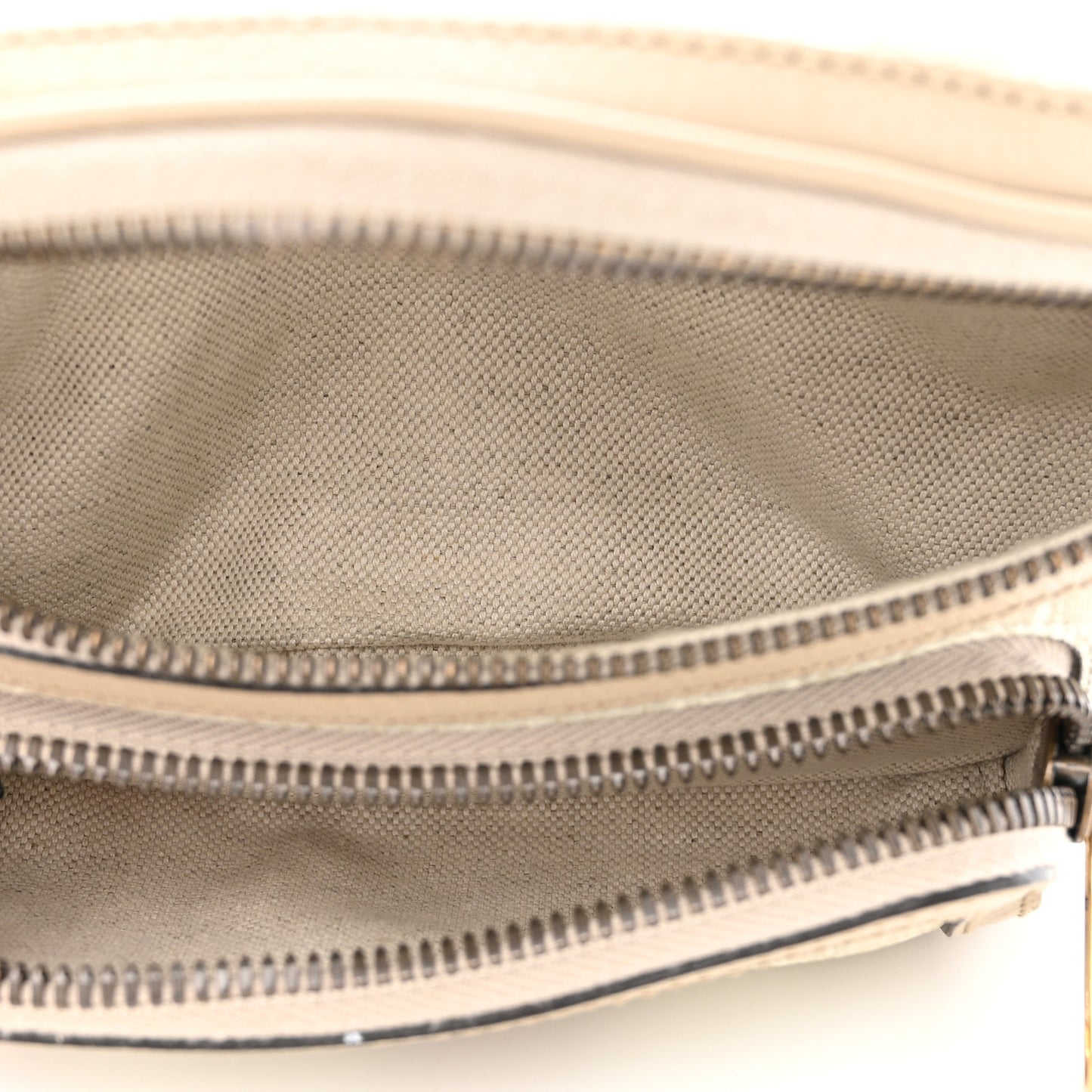 GG Supreme Monogram Textured Calfskin Web Retro Interlocking G Belt Bag Beige Mystic White Oatmeal