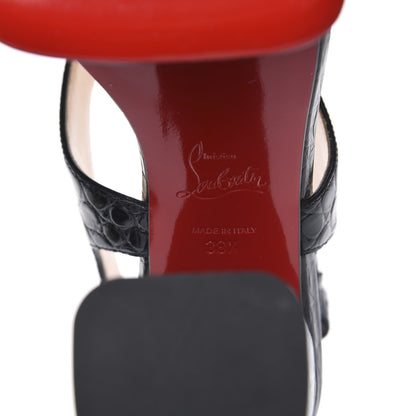 Christian Louboutin Calfskin Crocodile Embossed Foolish Platform Sandals 38.5 Black 6 of 8