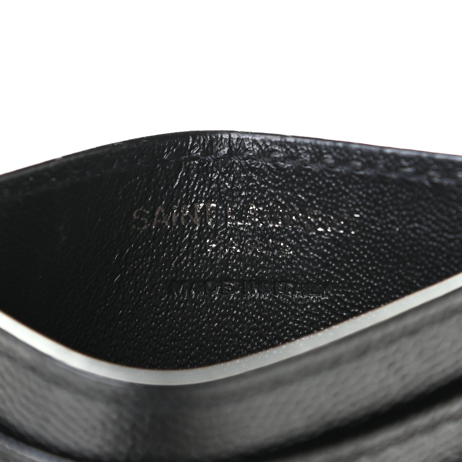 Saint Laurent Grain De Poudre Matelasse Chevron Monogram Credit Card Case Black 5 of 6