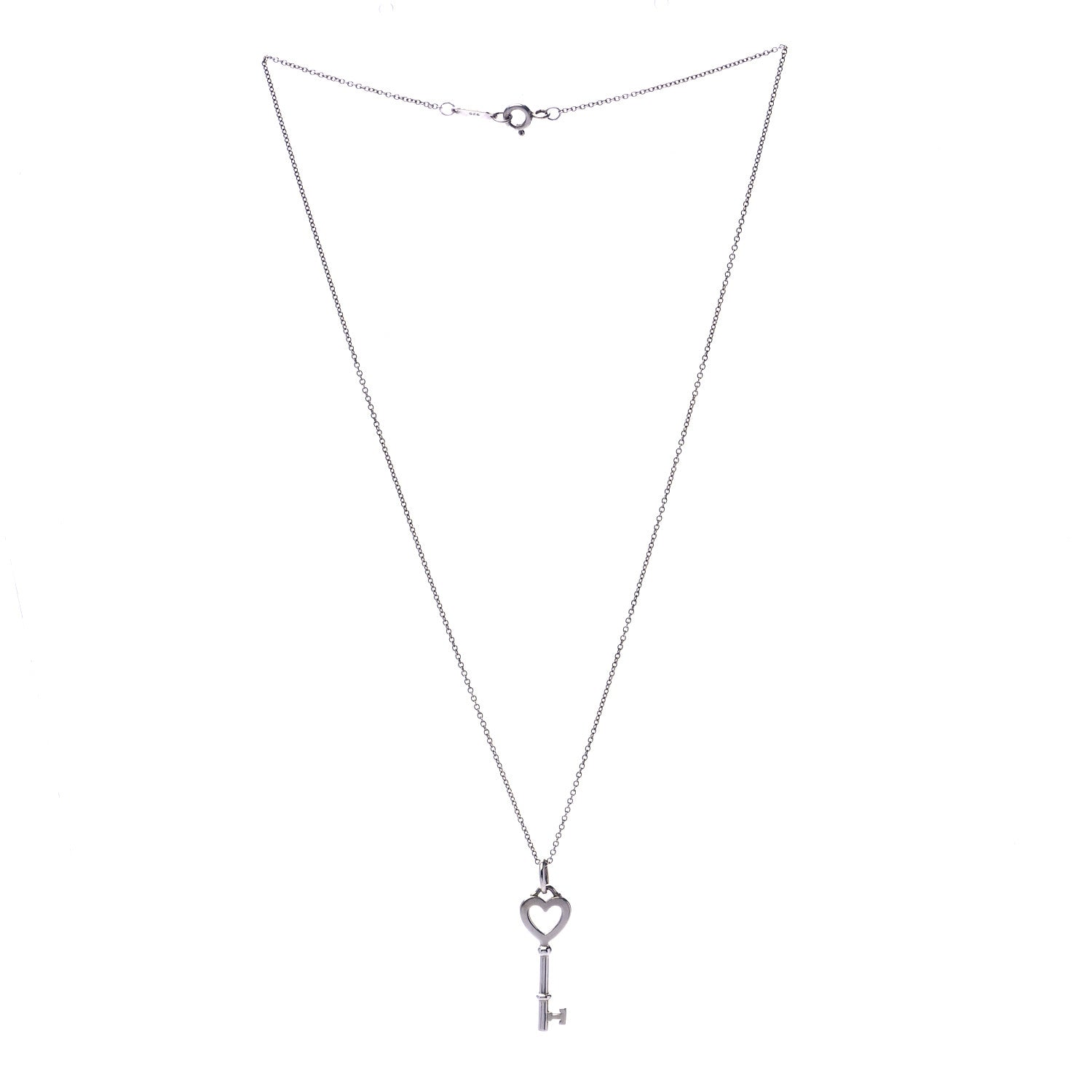 Tiffany Sterling Silver Heart Key Pendant Necklace 3 of 7