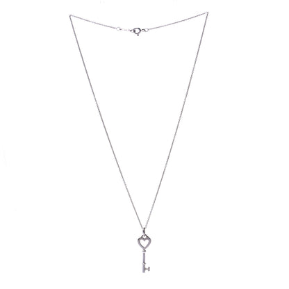 Tiffany Sterling Silver Heart Key Pendant Necklace 3 of 7
