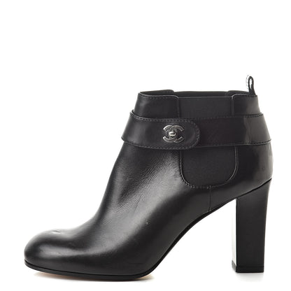 Chanel Calfskin CC Turnlock Ankle Boots 40 Black 1 of 9