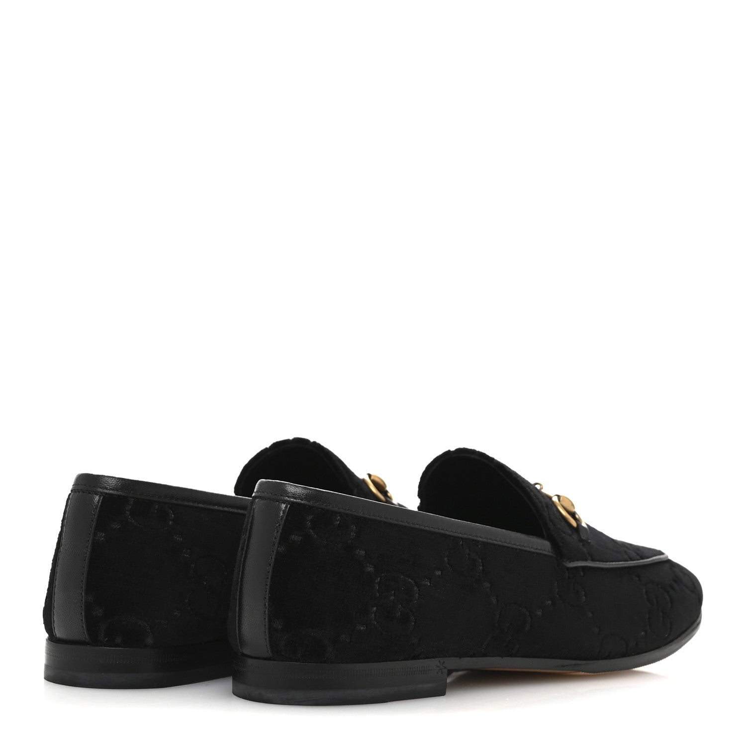 Gucci Velvet Horsebit Womens Jordaan Loafers 37.5 Black 5 of 11