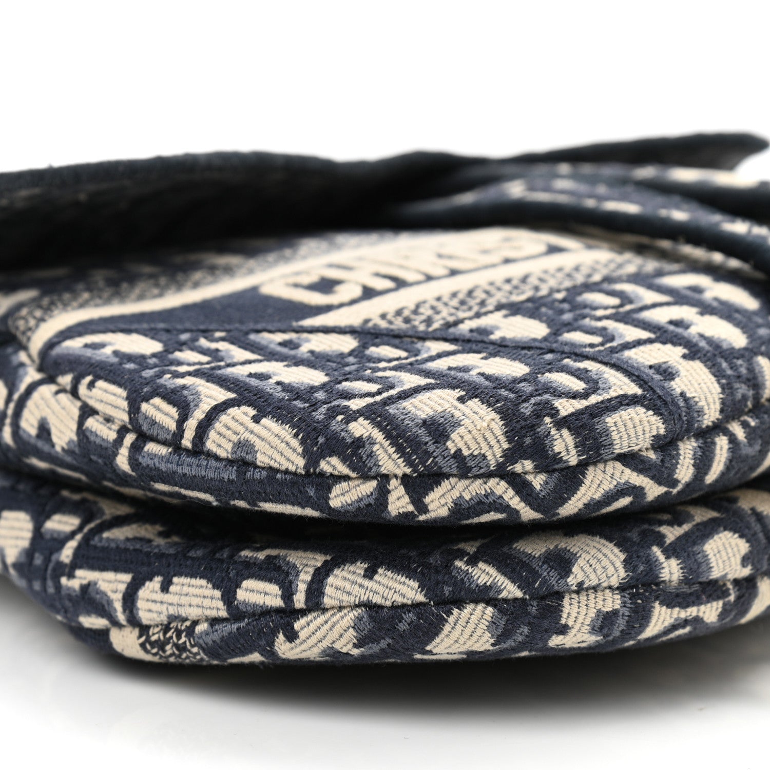 Christian Dior Oblique Embroidered Saddle Bag Blue 9 of 11