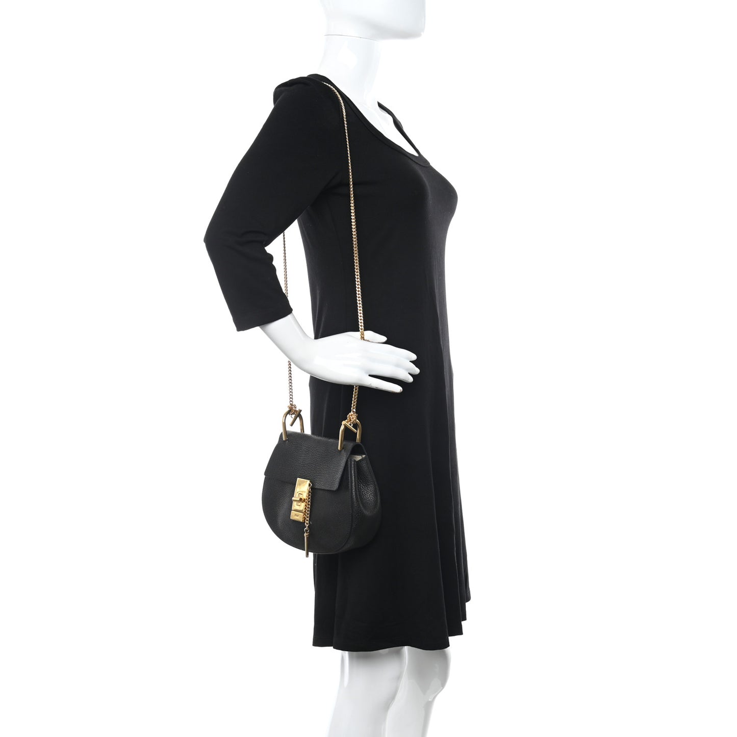 Goatskin Mini Drew Shoulder Bag Black