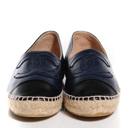 Chanel Lambskin Espadrilles 38 Navy Black 2 of 6