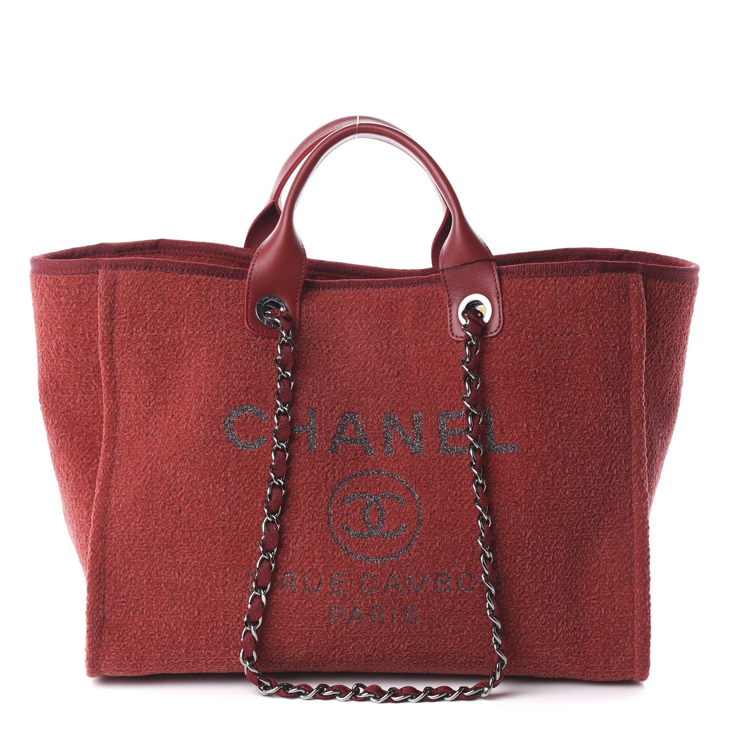 Chanel Lurex Boucle Medium Deauville Tote Red 1 of 8