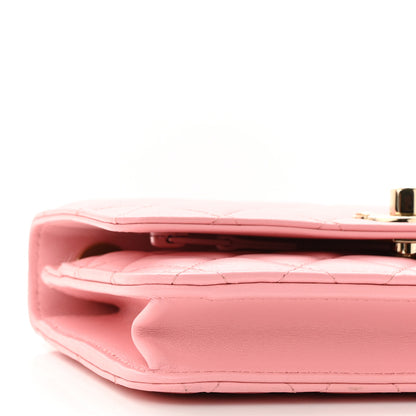 Chanel Lambskin Quilted Trendy CC Wallet On Chain WOC Pink 11 of 12