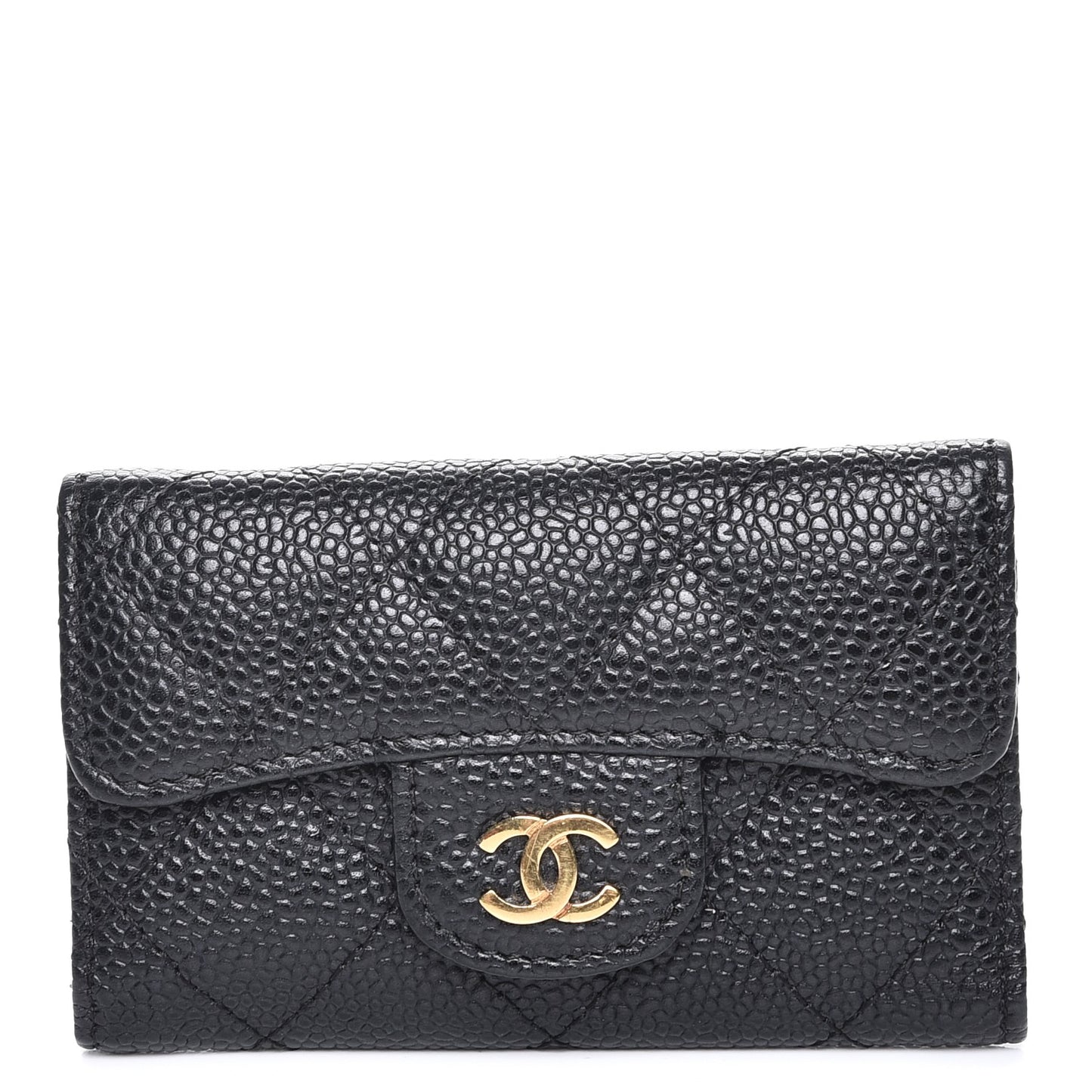 Caviar Quilted 6 Key Holder Black