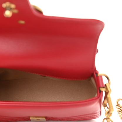 Gucci Calfskin Matelasse Mini GG Marmont Top Handle Shoulder Bag Hibiscus Red 5 of 12