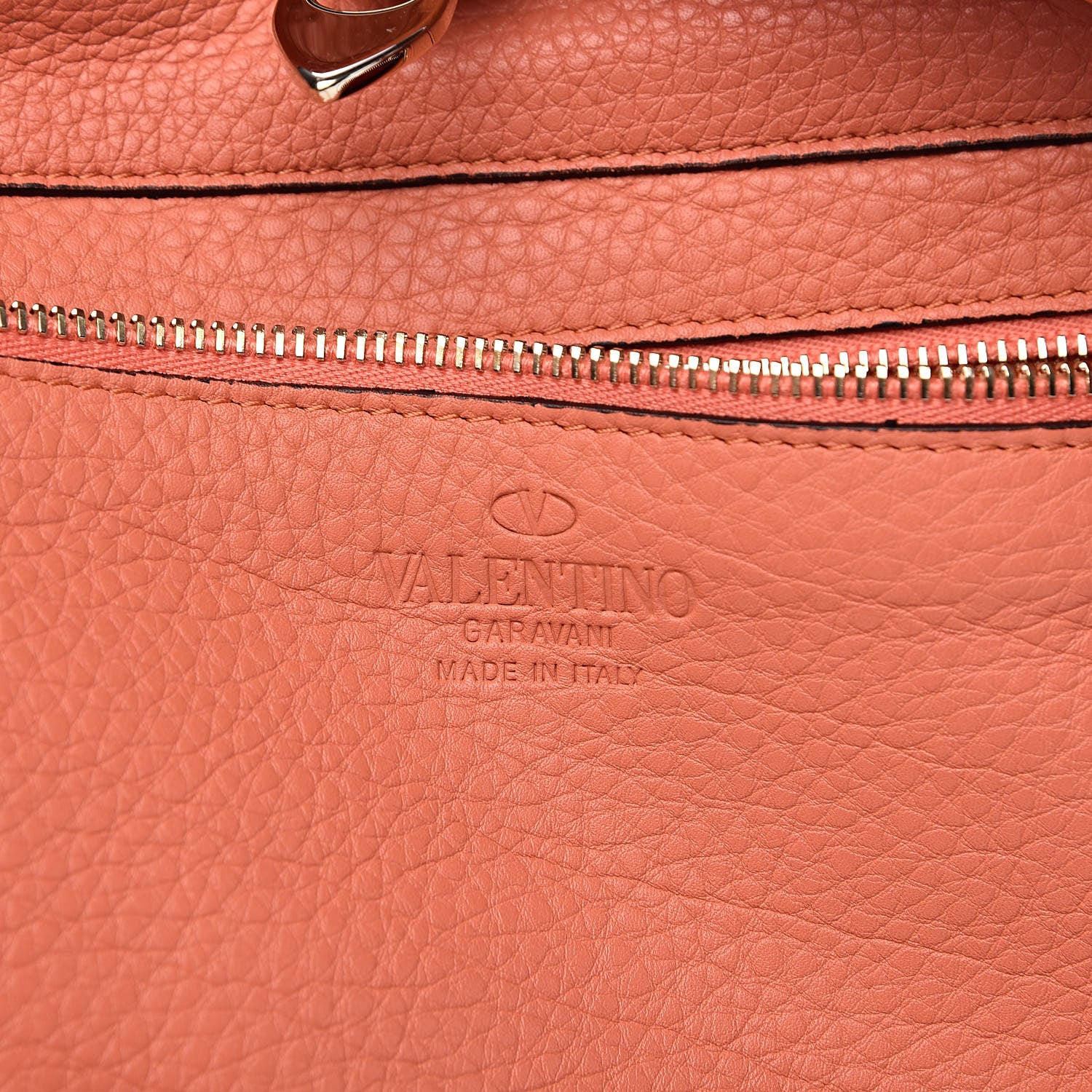 Valentino Garavani Pebbled Calfskin Medium Rockstud Tote Coral 6 of 10