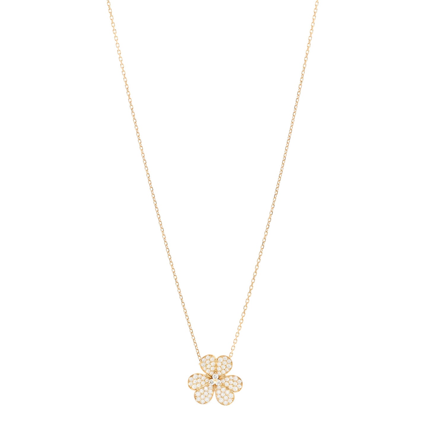 18K Yellow Gold Diamond Large Frivole Pendant Pave Necklace