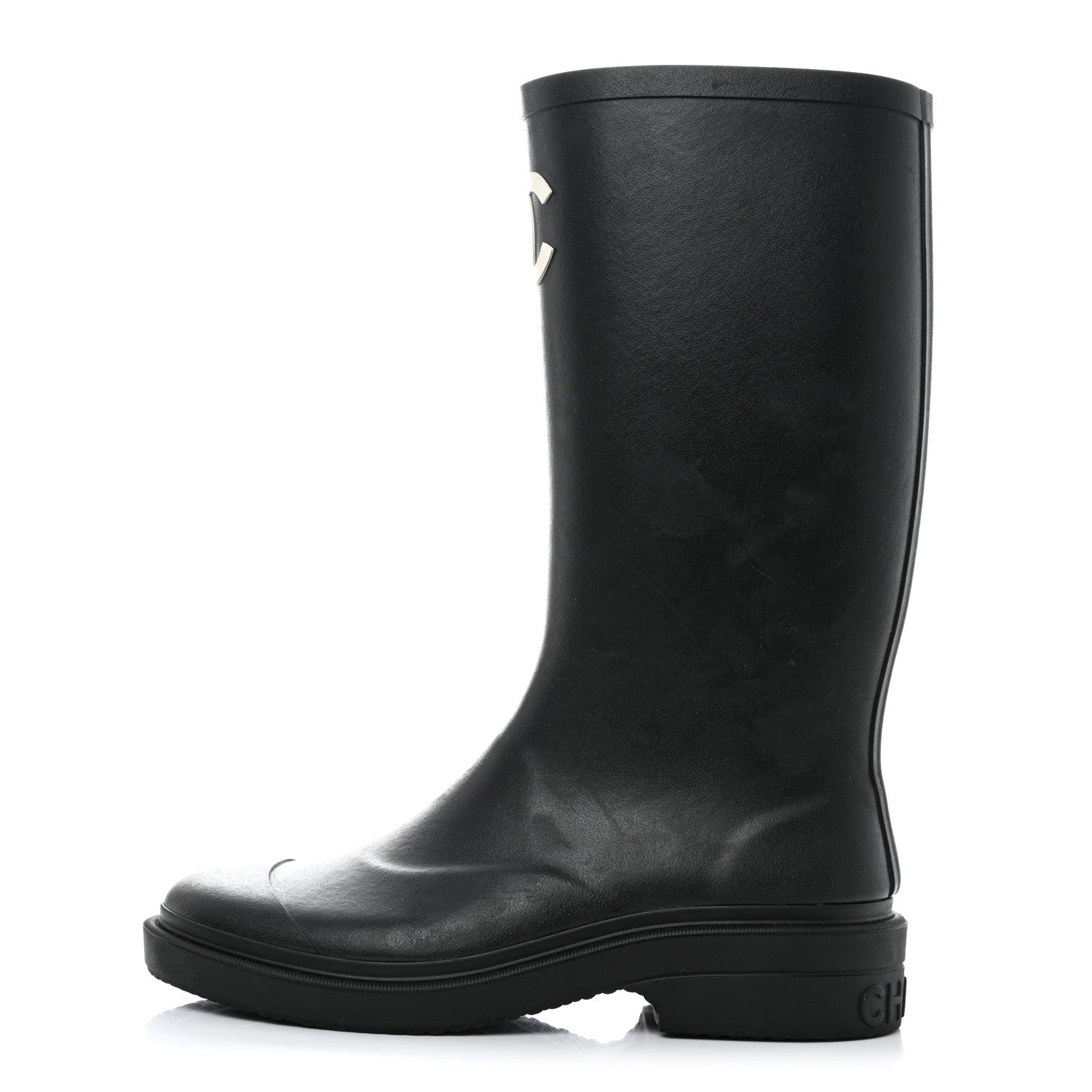 Chanel Caoutchouk CC High Boots 36 Black 1 of 9