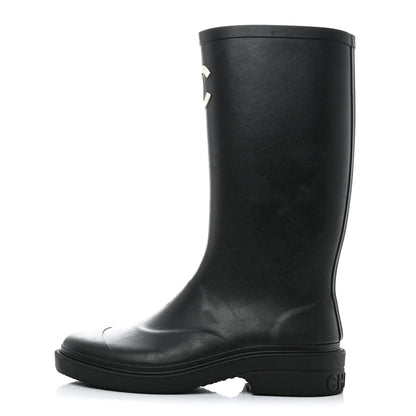 Chanel Caoutchouk CC High Boots 36 Black 1 of 9