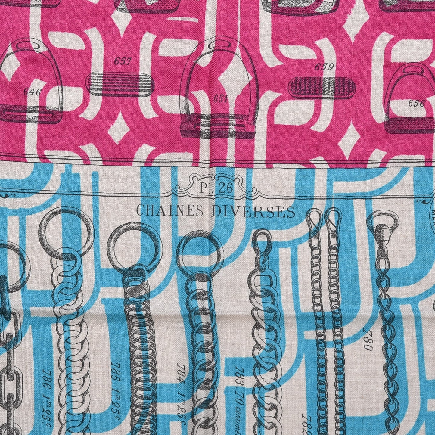 Cashmere Silk Manufacture de Boucleries Shawl 140 Fuchsia Turquoise Orange