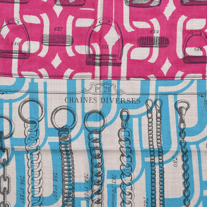 Hermes Cashmere Silk Manufacture de Boucleries Shawl 140 Fuchsia Turquoise Orange 4 of 9
