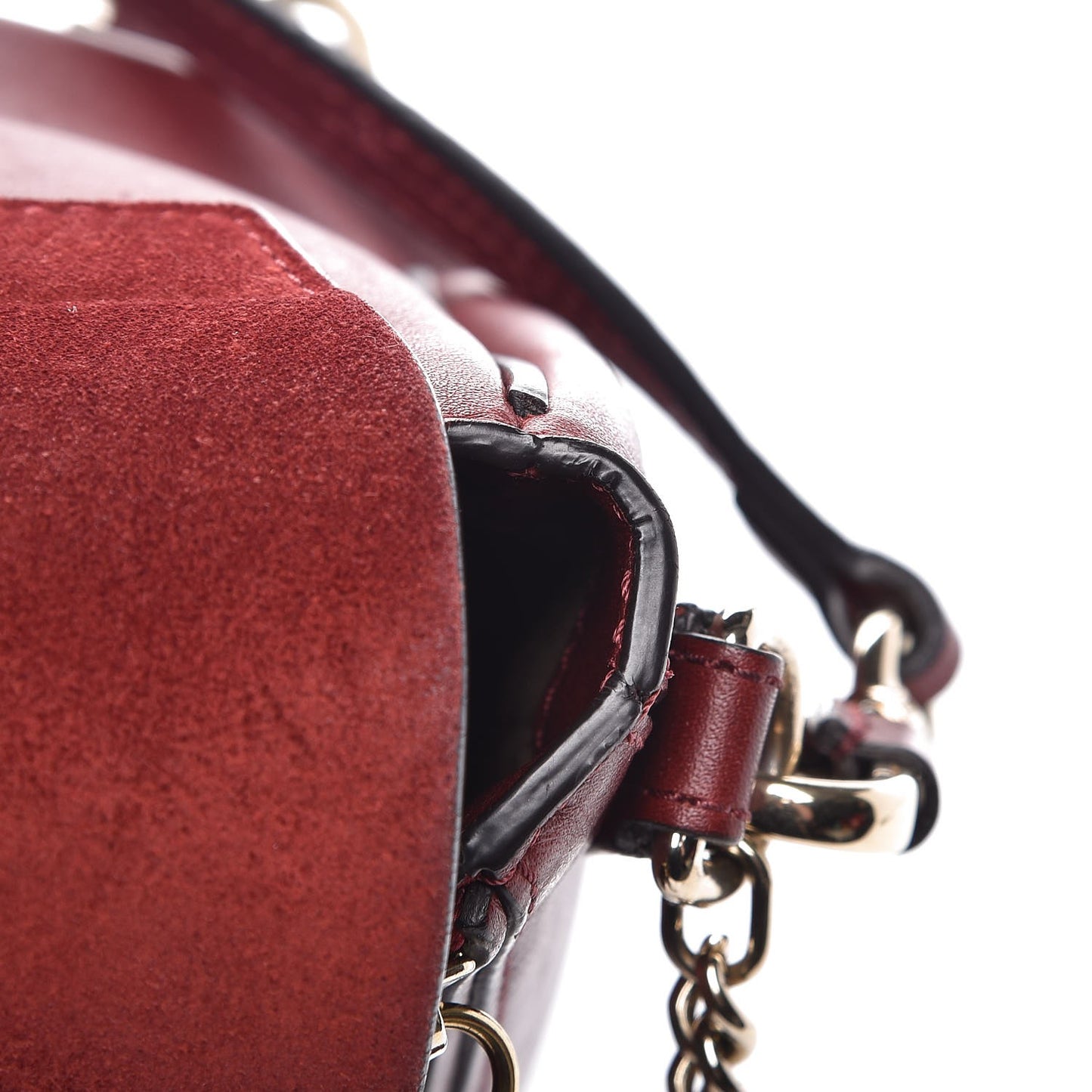 Suede Calfskin Small Faye Backpack Sienna Red