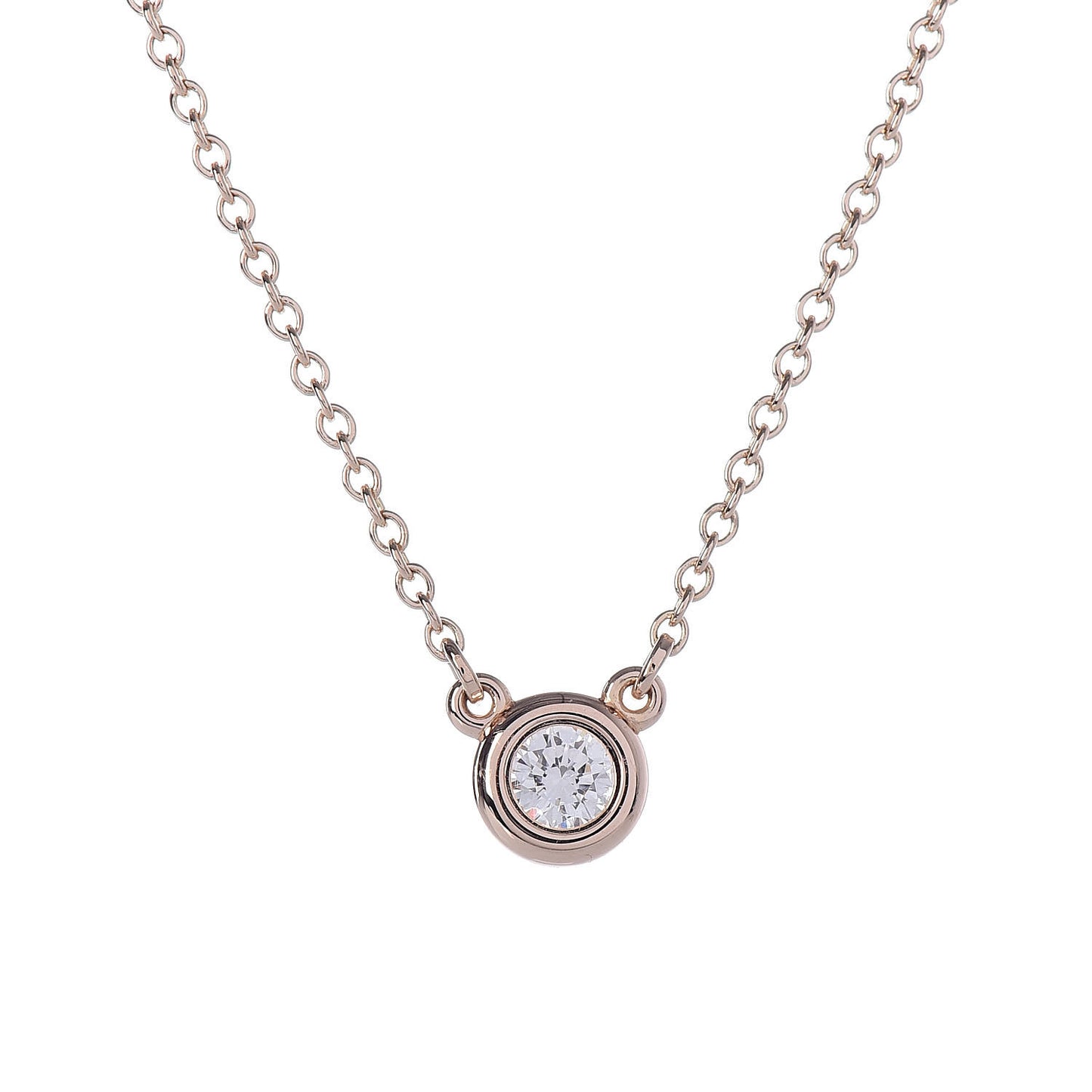 18K Rose Gold Diamond .11ct Elsa Peretti Diamonds by the Yard Pendant Necklace