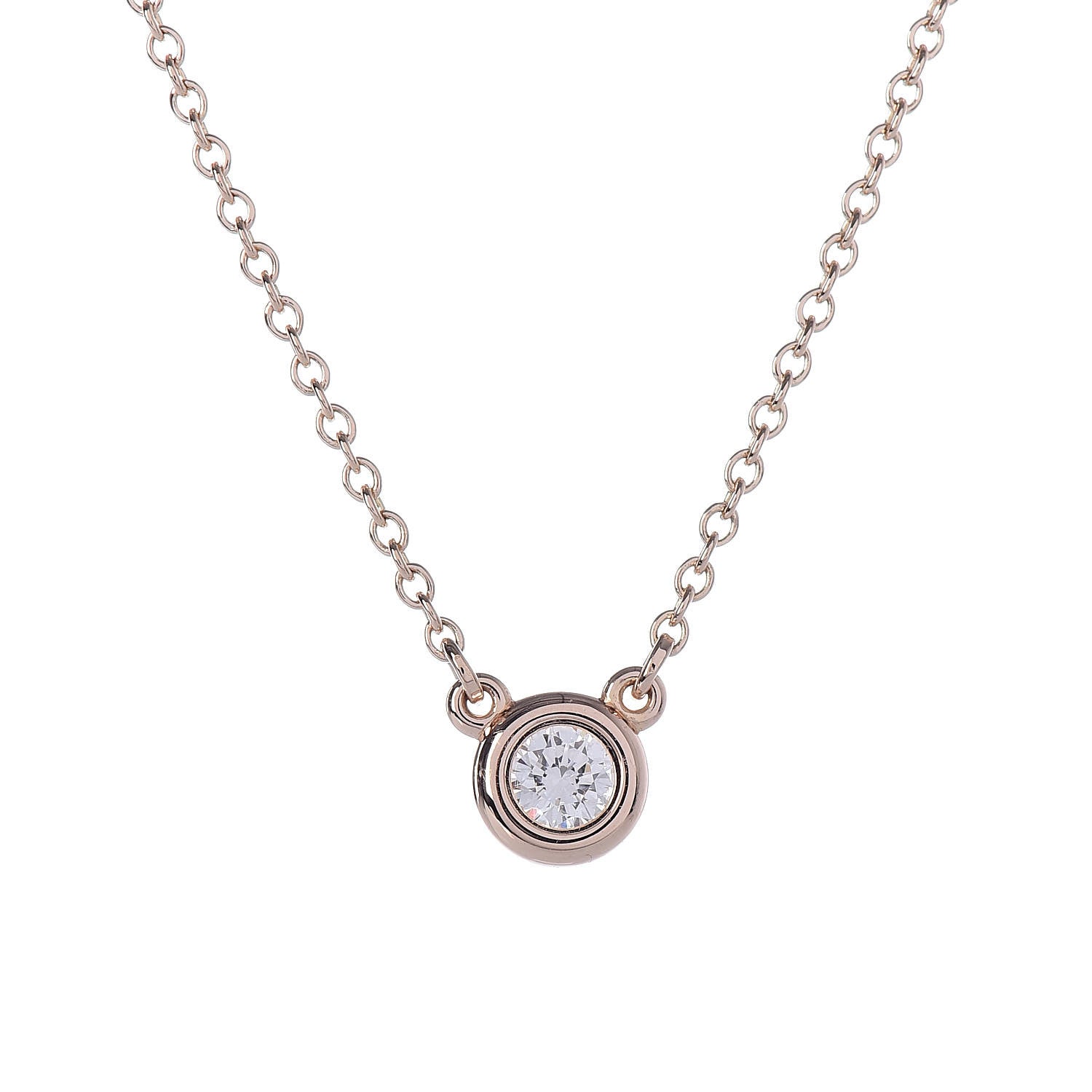 Tiffany 18K Rose Gold Diamond .11ct Elsa Peretti Diamonds by the Yard Pendant Necklace 3 of 8