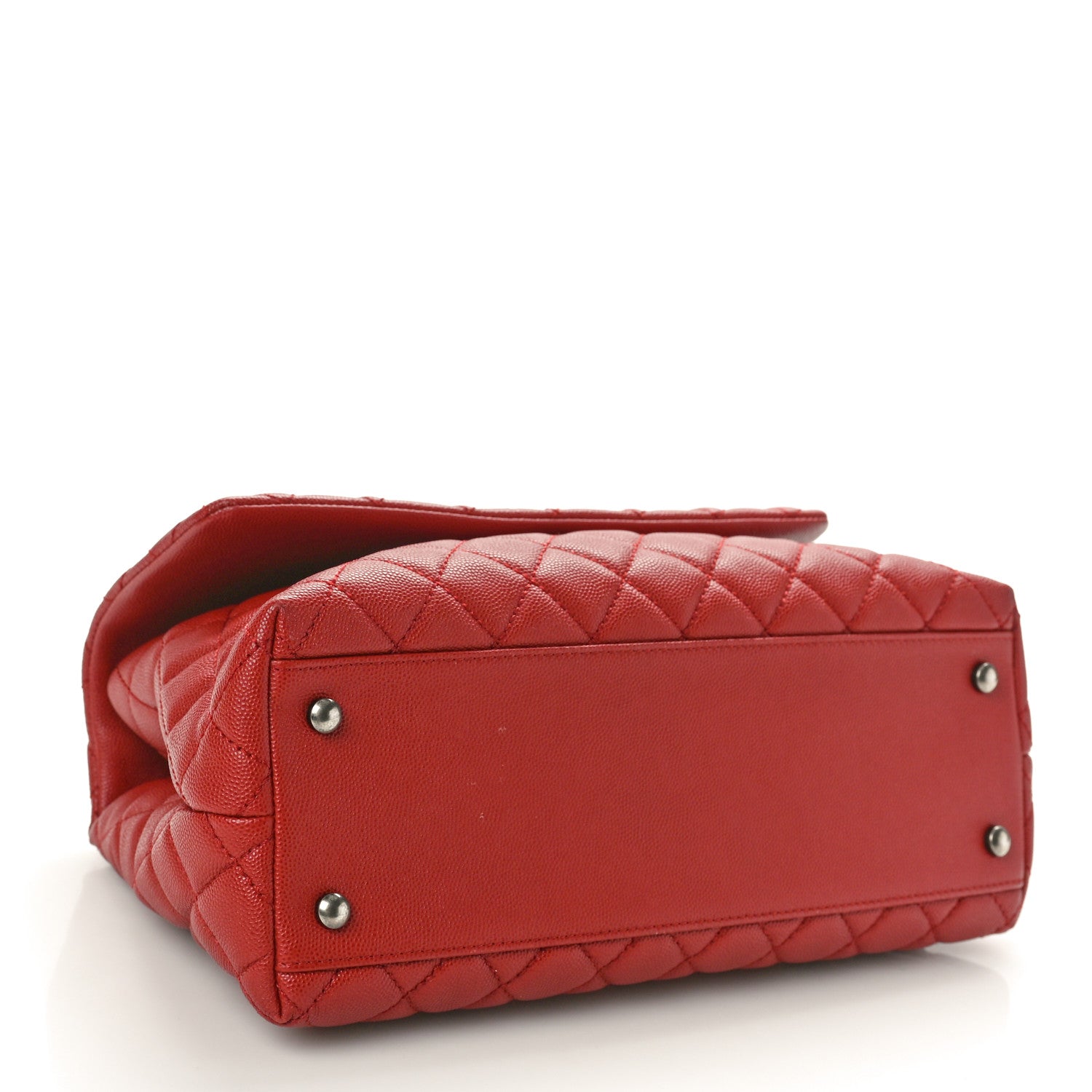 Chanel Caviar Quilted Small Coco Handle Flap Red 4 of 10