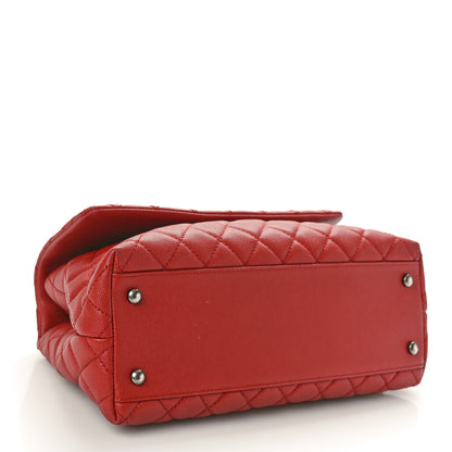 Chanel Caviar Quilted Small Coco Handle Flap Red 4 of 10